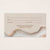 エレガント ゴールド グリッター マーブル アゲート サロン ギフト カード (裏面)