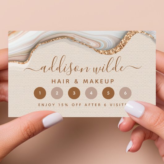 エレガント ゴールド グリッター マーブル アゲート モダン シック ロイヤリティカード