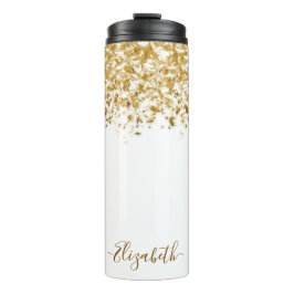 エレガント ゴールド グリッター モノグラム 名前 タンブラー