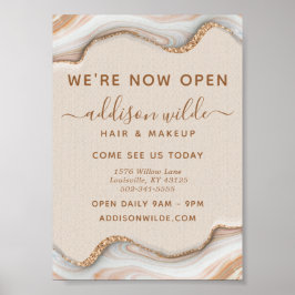 エレガント ゴールド グリッター 大理石 瑪瑙 モダン ビジネス ポスター