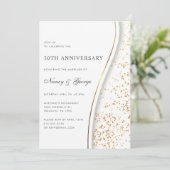 エレガント ゴールド グリッター 50周年 結婚記念日 招待状 (スタンド正面)
