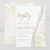 エレガント ゴールド グリッター 80歳 八十誕生日 招待状 (正面/裏面)