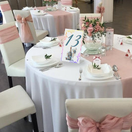 エレガント ゴールド グリーナリー ボタニカル ウェディング テーブル ナンバー 台座サイン