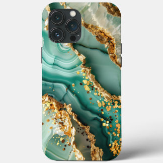 エレガント ゴールド グリーン大理石 iPhone 13 PRO MAXケース