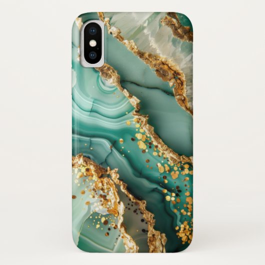 エレガント ゴールド グリーン 大理石 Case-Mate iPhoneケース (裏面)