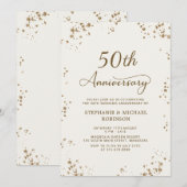 エレガント ゴールド コンフェティ 50周年 結婚記念日 招待状 (正面/裏面)