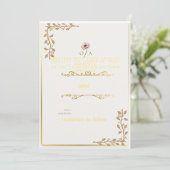 エレガント ゴールド コーナー ウェディング 招待状 | シンプル フ (スタンド正面)