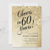 エレガント ゴールド サプライズ 60歳の誕生日 招待状 (正面)