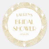 エレガント ゴールド ジオメトリック アートデコ ブライズシャワー ラウンドシール (正面)
