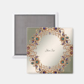 エレガント ゴールド ジュエル フラワーマグネット マグネット (正面/裏面)