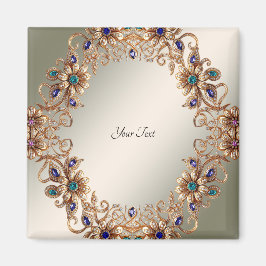 エレガント ゴールド ジュエル フラワーマグネット マグネット