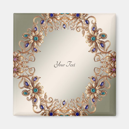 エレガント ゴールド ジュエル フラワーマグネット マグネット (正面)