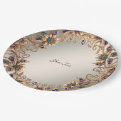 エレガント ゴールド ジュエル フラワー ペーパープレート (アングル)