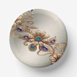 エレガント ゴールド ジュエル フラワー ペーパーボウル