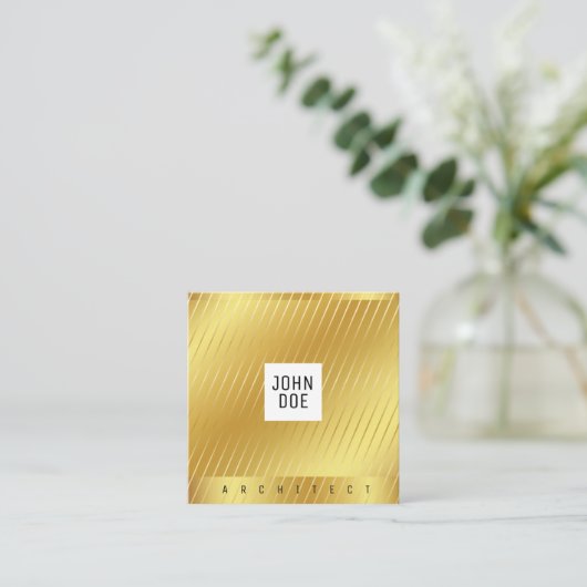 エレガント ゴールド スクエア ビジネス カード (スタンド正面)