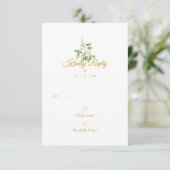 エレガント ゴールド スクリプト ヤドリギ 冬の結婚式 RSVP (スタンド正面)