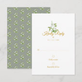 エレガント ゴールド スクリプト ヤドリギ 冬の結婚式 RSVP (正面/裏面)