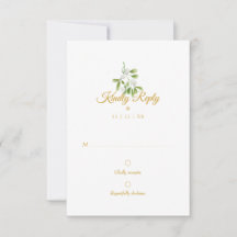エレガント ゴールド スクリプト ヤドリギ 冬の結婚式 RSVP