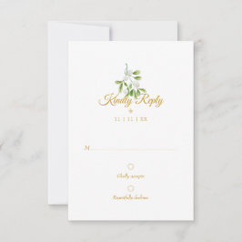 エレガント ゴールド スクリプト ヤドリギ 冬の結婚式 RSVP