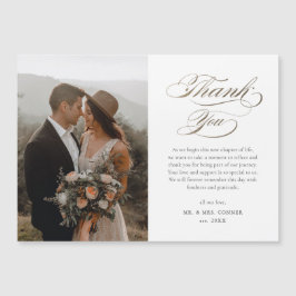 エレガント ゴールド スクリプト 写真 結婚式 御礼 カード