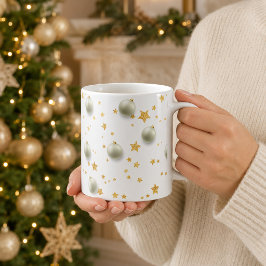 エレガント ゴールド スターとオーナメント クリスマス コーヒーマグカップ