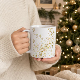 エレガント ゴールド スター コンフェッティ クリスマス コーヒーマグカップ