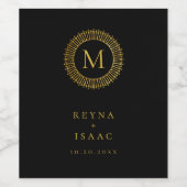 エレガント ゴールド デコリース モノグラム ワインラベル (シングルラベル)