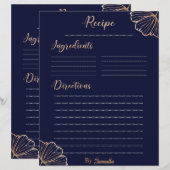 エレガント ゴールド トロピカル カスタム レシピ テンプレート (正面/裏面)