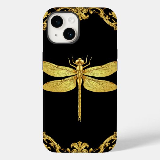 エレガント ゴールド トンボ イラスト Case-Mate iPhoneケース (裏面)