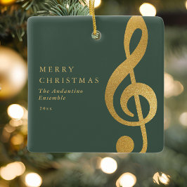エレガント ゴールド ト音記号 ミュージック クワイア クリスマス セラミックオーナメント