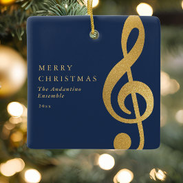 エレガント ゴールド ト音記号 ミュージック クワイア クリスマス セラミックオーナメント