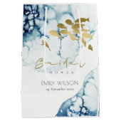 エレガント ゴールド ネイビー 水中 魚 ブライダル シャワー ミディアムペーパーバッグ (裏面)