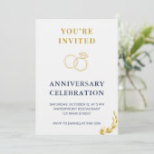エレガント ゴールド+ネイビー 結婚記念日 式典 招待状 (スタンド正面)