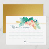 エレガント ゴールド ハワイアン ヒビスカス ウェディング ウィズダム カード (正面/裏面)