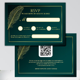 エレガント ゴールド フェザー RSVP カード テンプレート