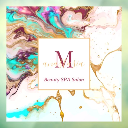 エレガント ゴールド フォックス マーブル モノグラム ビューティー サロン ウィンドウサイン (シート3)