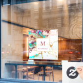 エレガント ゴールド フォックス マーブル モノグラム ビューティー サロン ウィンドウサイン (カフェ窓)