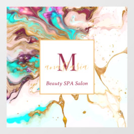 エレガント ゴールド フォックス マーブル モノグラム ビューティー サロン ウィンドウサイン