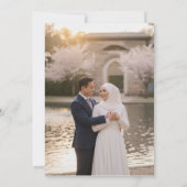 エレガント ゴールド フラワー柄 イスラム 結婚式 ニカah & フォト 招待状 (裏面)