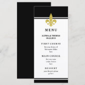 エレガント ゴールド フルール ド リス ブラック アンド ホワイト メニュー (正面/裏面)