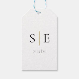 エレガント ゴールド ブラック モノグラム ウェディング ギフトタグ