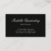 エレガント ゴールド ブラック ヴィンテージ オーナメント バロック 名刺 (裏面)