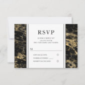 エレガント ゴールド ブラック 大理石 結婚式 RSVP (正面)