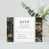 エレガント ゴールド ブラック 大理石 結婚式 RSVP (スタンド正面)