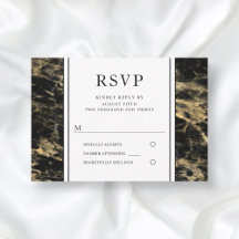 エレガント ゴールド ブラック 大理石 結婚式 RSVP