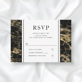 エレガント ゴールド ブラック 大理石 結婚式 RSVP