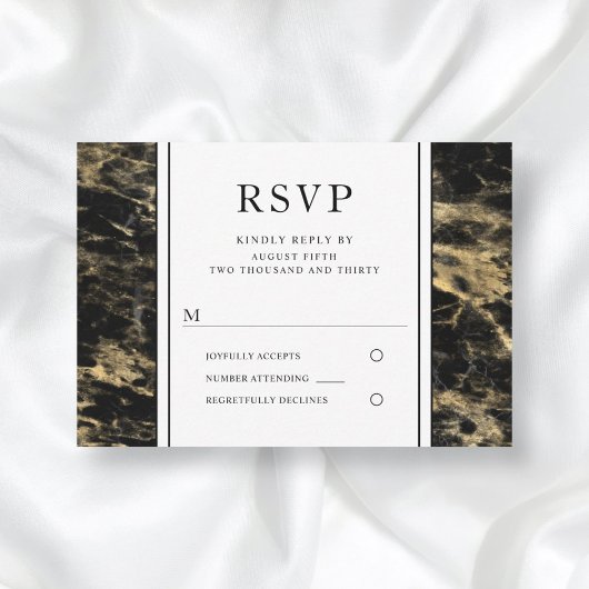 エレガント ゴールド ブラック 大理石 結婚式 RSVP