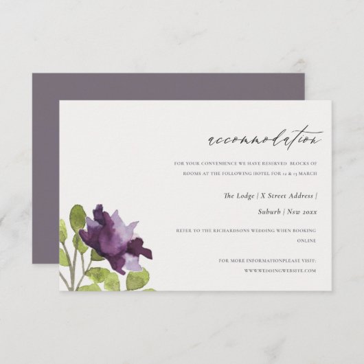 エレガント ゴールド ブルー 水彩 花 モチーフ 装飾 招待状 (正面/裏面)