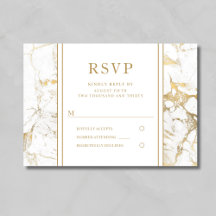 エレガント ゴールド マーブル 結婚式 RSVP カード