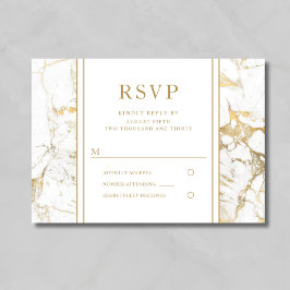 エレガント ゴールド マーブル 結婚式 RSVP カード